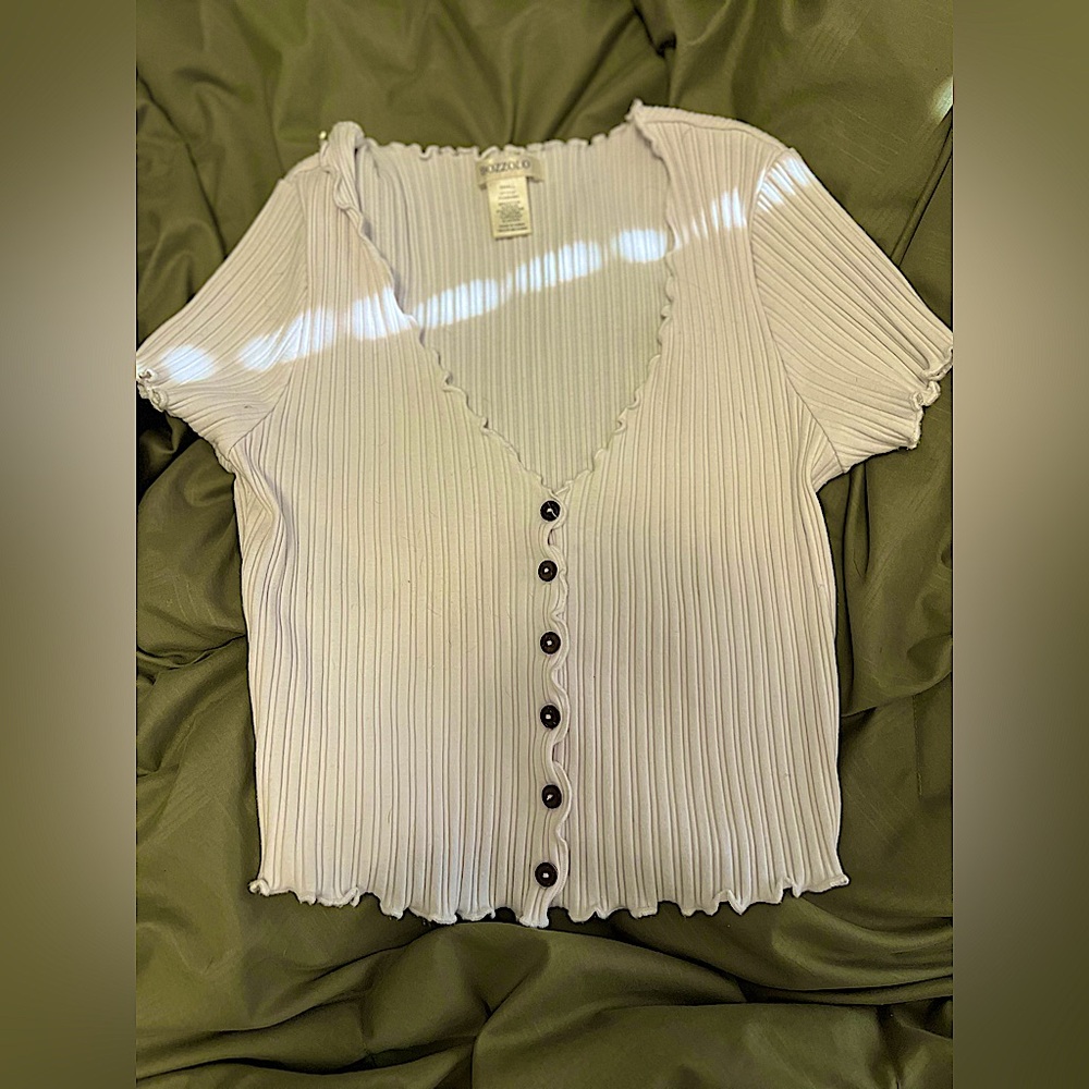 Bozzolo | White V-Neck Crop-Top